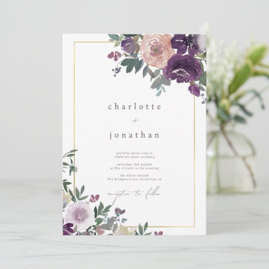 Waterverf Floral Foliage Modern Wedding Kaart (Staand voorkant)