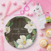 Waterverf Floral Foliage Rustic White Magnolia Papieren Bordje (Feest)