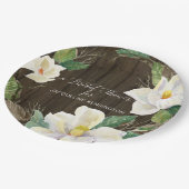 Waterverf Floral Foliage Rustic White Magnolia Papieren Bordje (Gekanteld)