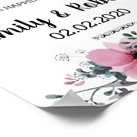 waterverf Floral Foliage Wedding Poster (Hoek)