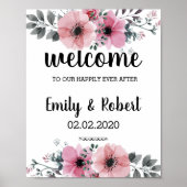 waterverf Floral Foliage Wedding Poster (Voorkant)