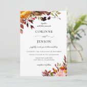 Waterverf Floral Foliage Wedding Rustic herfst Kaart (Staand voorkant)