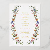 Waterverf Floral Folie Folie Uitnodiging (Voorkant)