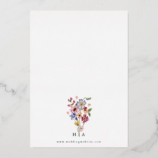 Waterverf Floral Folie Folie Uitnodiging (Achterkant)