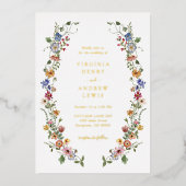 Waterverf Floral Folie Uitnodiging (Voorkant)