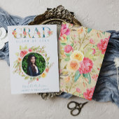 Waterverf Floral Foto Afstuderen Aankondiging