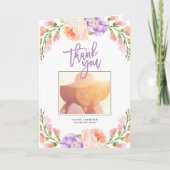 Waterverf Floral Foto Afstuderen Hartelijk dank Bedankkaart (Voorkant)