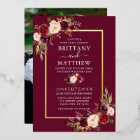 Waterverf Floral Foto Burgundy Gold