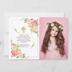 Waterverf Floral Foto Cross Communauteit Dank je Bedankkaart