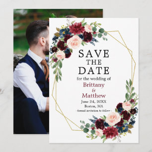 Waterverf Floral Foto Geo Lijst Save The Date