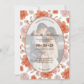 Waterverf Floral Foto Lijst Terracotta Wedding Kaart (Voorkant)