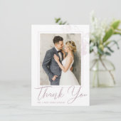 Waterverf Floral foto van Wedding Chic Mauve Bedankkaart (Staand voorkant)