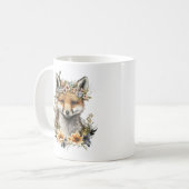 Waterverf Floral Fox Schattige Koffiemok (Voorkant links)