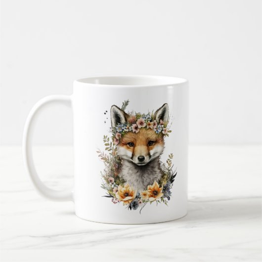 Waterverf Floral Fox Schattige Koffiemok (Links)