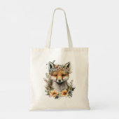 Waterverf Floral Fox Schattige Tote Bag (Achterkant)