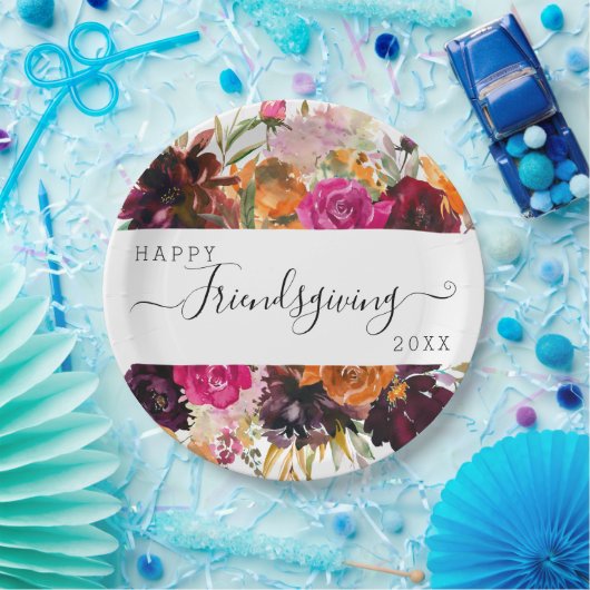 Waterverf Floral Friendsgiving Papieren Bordje (Feest)