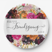 Waterverf Floral Friendsgiving Papieren Bordje (Voorkant)