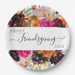 Waterverf Floral Friendsgiving Papieren Bordje