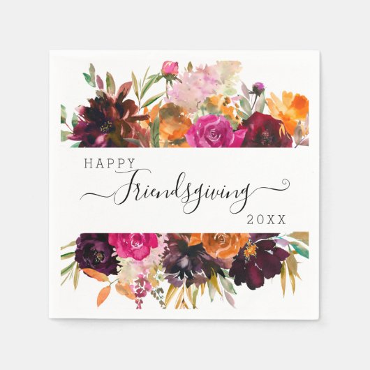 Waterverf Floral Friendsgiving Servet (Voorkant)