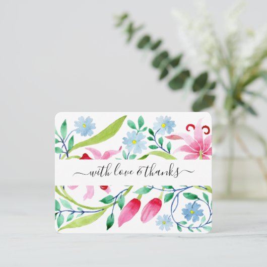 Waterverf Floral Funeral Bedankkaart (Staand voorkant)