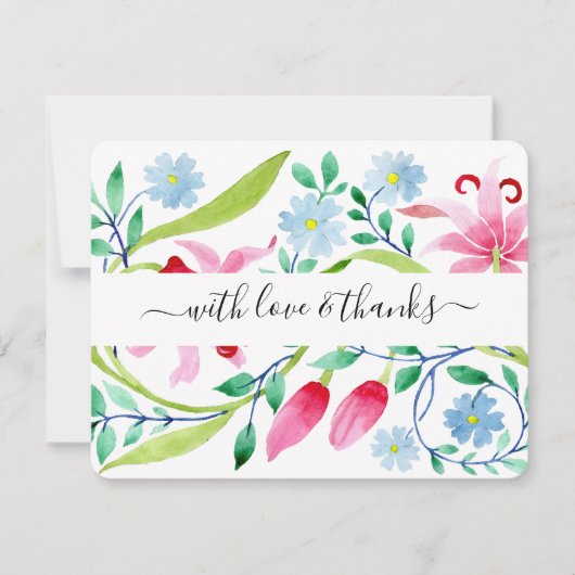 Waterverf Floral Funeral Bedankkaart (Voorkant)