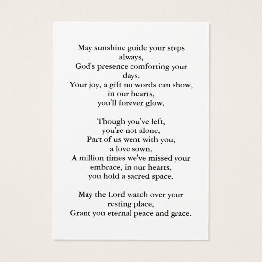 Waterverf Floral Funeral Memorial Prayer Kaart (Achterkant)