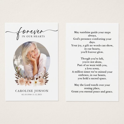 Waterverf Floral Funeral Memorial Prayer Kaart (Voorkant /achterkant)