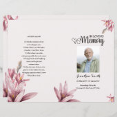 Waterverf floral Funeral Program sjabloon (Voorkant / Achterkant)