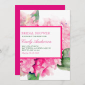 Waterverf Floral Fuschia Bridal Shower Kaart (Voorkant / Achterkant)