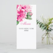 Waterverf Floral Fuschia Menu Kaarten (Staand voorkant)