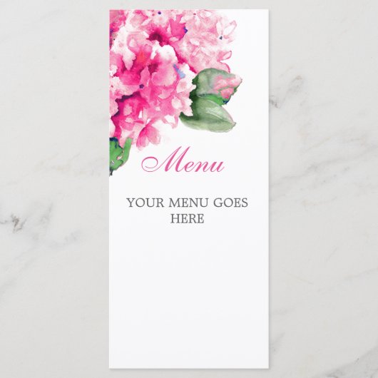 Waterverf Floral Fuschia Menu Kaarten (Voorkant)