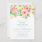 Waterverf Floral Garden Baby shower Invite Kaart (Voorkant)