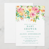 Waterverf Floral Garden Baby shower Invite Kaart (Voorkant / Achterkant)