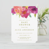 Waterverf Floral Garden Baby shower Invite Kaart (Staand voorkant)