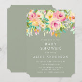Waterverf Floral Garden Baby shower Invite Kaart (Voorkant / Achterkant)