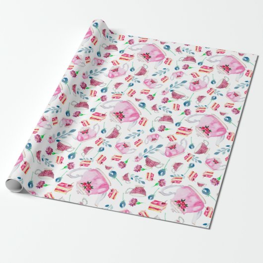 Waterverf Floral Garden Cute  Cadeaupapier (Uitgerold)