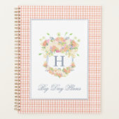 Waterverf Floral Garden Party Crest Peach Gingham Planner (Voorkant)