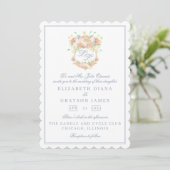 Waterverf Floral Garden Party Crest Twee Initiaal Kaart (Staand voorkant)