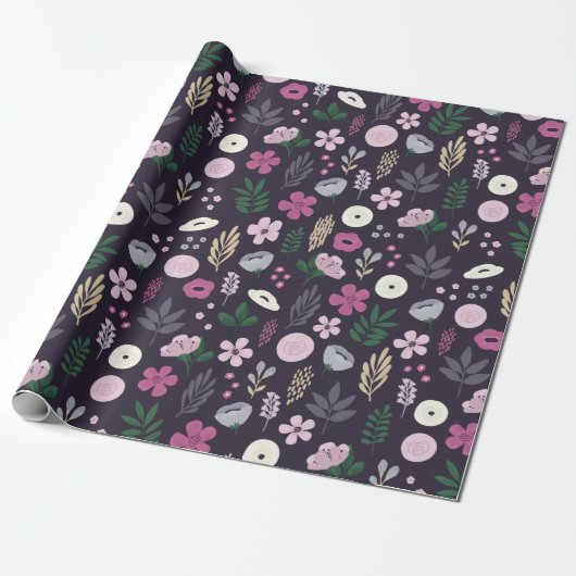 Waterverf Floral Garden Pattern Cadeaupapier (Uitgerold)