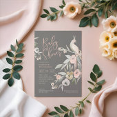 Waterverf Floral Garden Peacock Baby shower Kaart