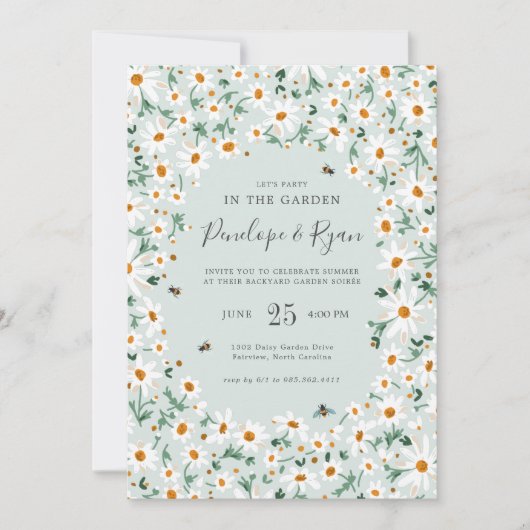 Waterverf Floral Garden | Summer Soirée Party Kaart (Voorkant)