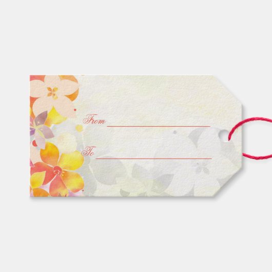 Waterverf Floral Garden Wedding Cadeaulabel (Voorkant (Horizontaal))