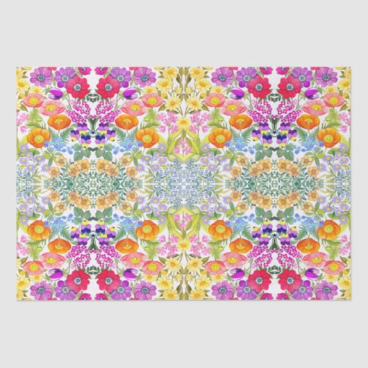 Waterverf Floral Garden Weefselpapier Tissuepapier (Voorkant)