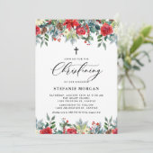 Waterverf Floral Garland Winter Christening Kaart (Staand voorkant)