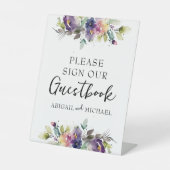 Waterverf Floral Gastenboek Reclamebord Met Voetstuk (Voorkant)