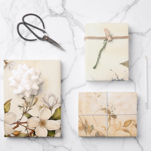 Waterverf Floral geïnspireerde wikkellakens Inpakpapier Vel (Voorkant)