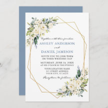 Waterverf Floral Geo Lijst Dusty Blue Wedding