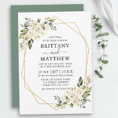 Waterverf Floral Geo Lijst Sage Green Wedding Kaart