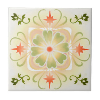 Waterverf Floral Geometric Abstract Ceramic Tegel Tegeltje