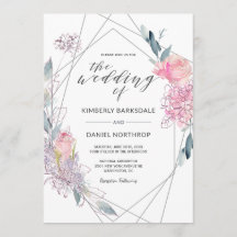 Waterverf Floral Geometric bruiloft uitnodiging